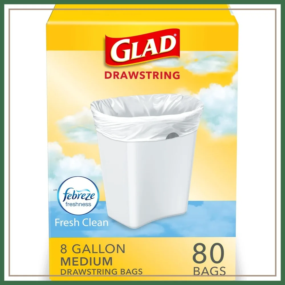 Medium Trash Bags 8 Gallon, Scented Garbage Bags with Odor Control & Drawstring, 80 Count
Medium Trash Bags 8 Gallon, Scented Garbage Bags with Odor Control & Drawstring, 80 Count