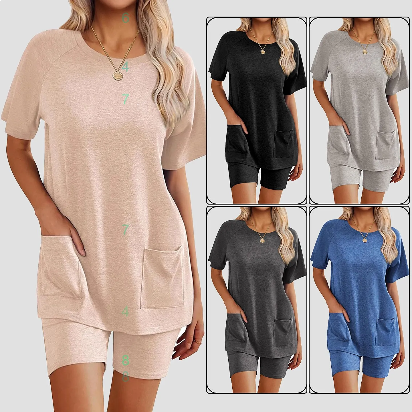 Women's Short Sleeve Shorts Pajama Set Spring Summer Casual Lounge Matching Set Tee Top
Women's Short Sleeve Shorts Pajama Set Spring Summer Casual Lounge Matching Set Tee Top