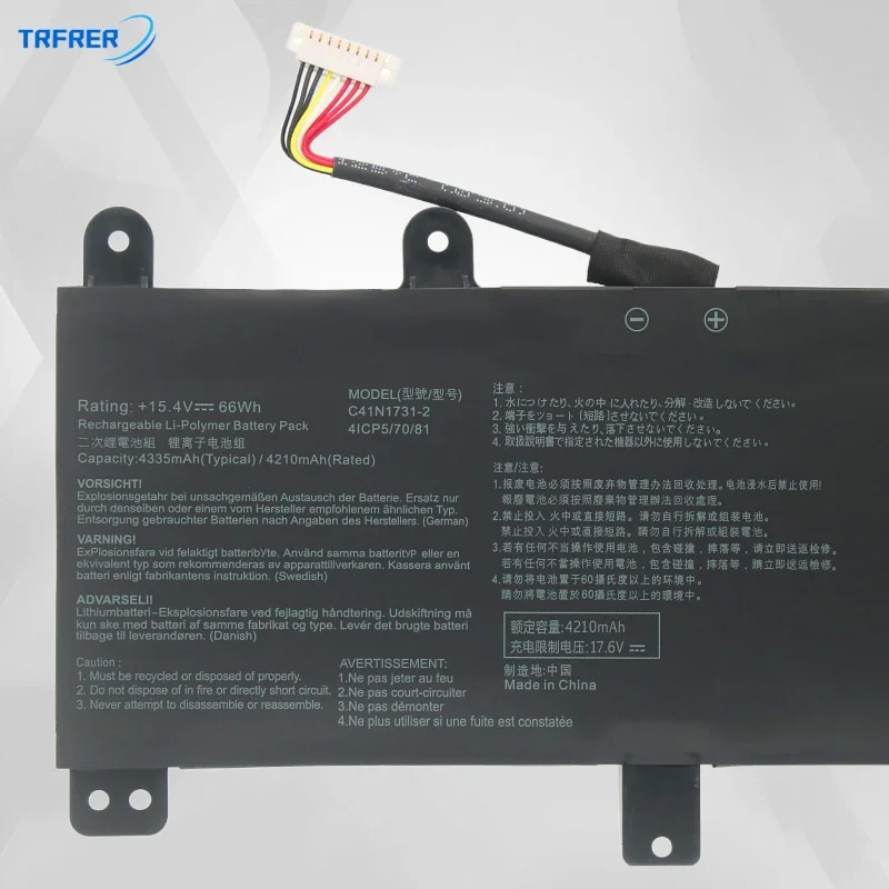 C41N1731-2 laptop battery for Asus, ROG Strix, G17, g712l, g712lu, g712lv, g731g, g731gu, g731gu, scar 17, g732, g512l
C41N1731-2 laptop battery for Asus, ROG Strix, G17, g712l, g712lu, g712lv, g731g, g731gu, g731gu, scar 17, g732, g512l