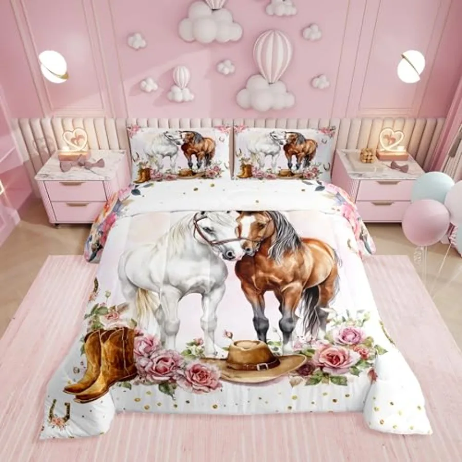 Western Horse Bedding Set, Cowgirl Boot Hat Comforter Set for Girls Teen, Wild West Horseshoe Comforter, Rustic Country Floral
Western Horse Bedding Set, Cowgirl Boot Hat Comforter Set for Girls Teen, Wild West Horseshoe Comforter, Rustic Country Floral
