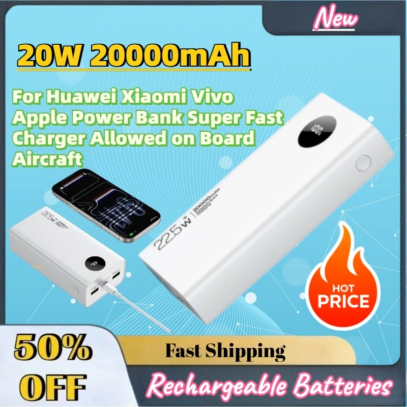 Large Capacity 20W 20000mAh Power Bank for Huawei Xiaomi Vivo Apple Power Bank Super Fast Charger Allowed on Board Aircraft
Large Capacity 20W 20000mAh Power Bank for Huawei Xiaomi Vivo Apple Power Bank Super Fast Charger Allowed on Board Aircraft