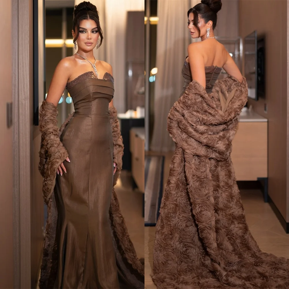 Customized Exquisite Jersey Mermaid Evening Dress Graceful Strapless Prom Dresses Fashion Flowers Shawl Special Occasion Gowns
Customized Exquisite Jersey Mermaid Evening Dress Graceful Strapless Prom Dresses Fashion Flowers Shawl Special Occasion Gowns