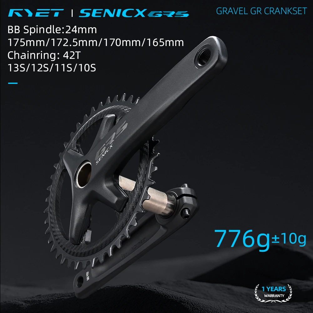 RYET Senicx Gravel Bike Cranksets 24mm Spindle 165/170/172.5/175MM Bicycle Crankset 42T 110BCD 4 Bolts Chainring Cycling Parts
RYET Senicx Gravel Bike Cranksets 24mm Spindle 165/170/172.5/175MM Bicycle Crankset 42T 110BCD 4 Bolts Chainring Cycling Parts