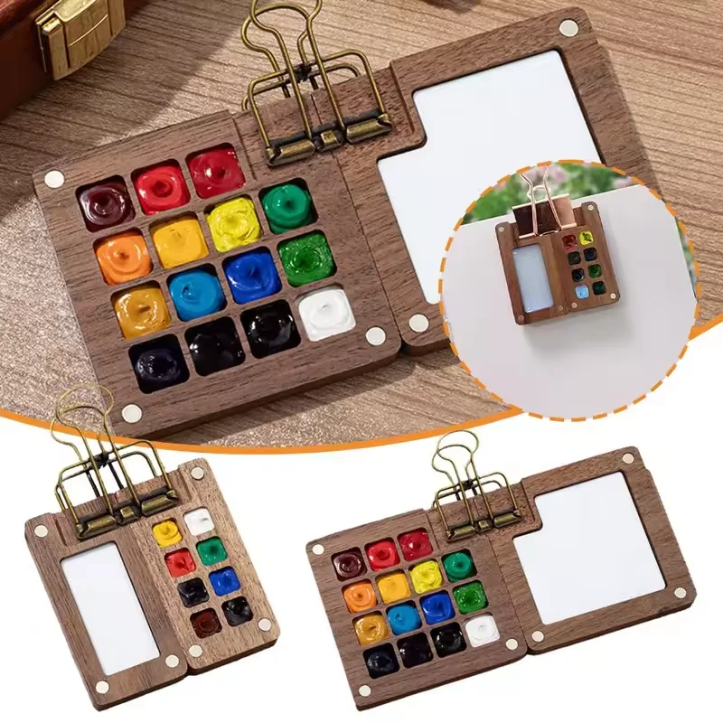 8/15 Grid Wooden Palette Box - Portable Mini Watercolor Case for Travel & Sketching, Walnut Color Paint Mixing Board
8/15 Grid Wooden Palette Box - Portable Mini Watercolor Case for Travel & Sketching, Walnut Color Paint Mixing Board