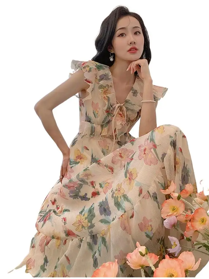 2023 Spring/Summer New Flying Sleeves pleated Ruffle Long maxi Dress Korea Sweet Flower Print Swing Dress Fashion party dress
2023 Spring/Summer New Flying Sleeves pleated Ruffle Long maxi Dress Korea Sweet Flower Print Swing Dress Fashion party dress