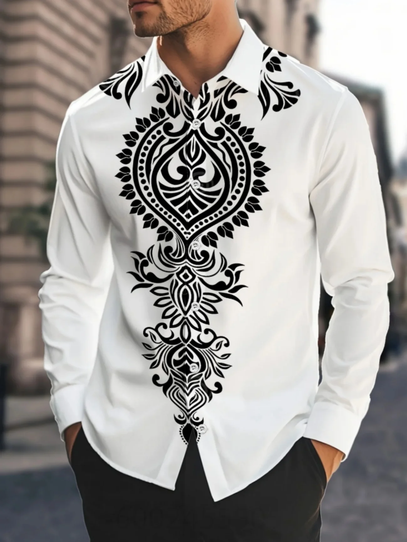 New men's ethnic-style printed long-sleeved shirt, with regular button design, suitable for all seasons, suitable for both casua
New men's ethnic-style printed long-sleeved shirt, with regular button design, suitable for all seasons, suitable for both casua