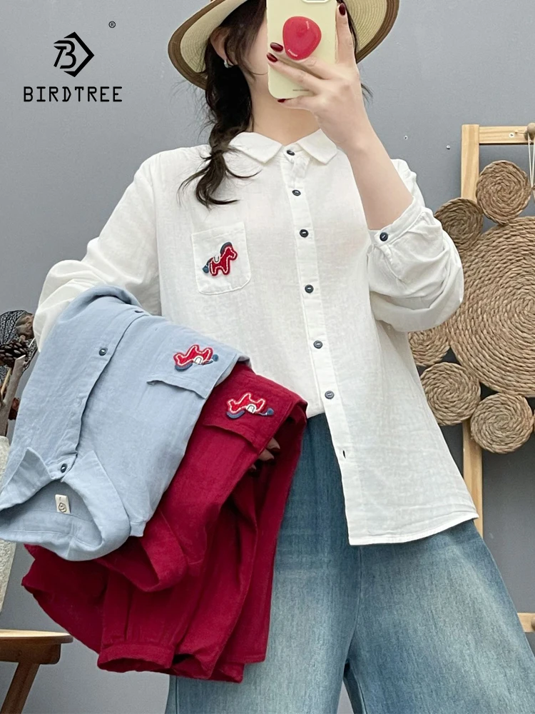 New 2026 Spring Women Cotton Yarn Long Sleeve Shirt, Lapel Pony Embroidery, Mori Girl Preppy Style Thin Loose Blouse T63524CC
New 2026 Spring Women Cotton Yarn Long Sleeve Shirt, Lapel Pony Embroidery, Mori Girl Preppy Style Thin Loose Blouse T63524CC