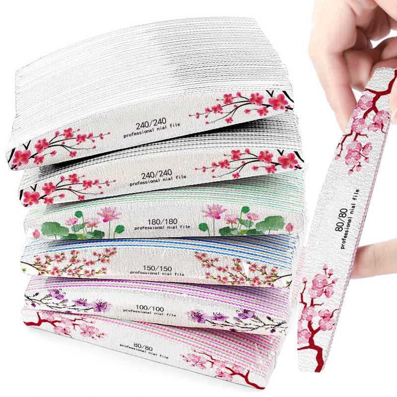 50 Pcs 80-240 Grit Half Moon Nail File Flower Print Washable Manicure Files Buffer Professional Gel Polish Pedicure Tools
50 Pcs 80-240 Grit Half Moon Nail File Flower Print Washable Manicure Files Buffer Professional Gel Polish Pedicure Tools