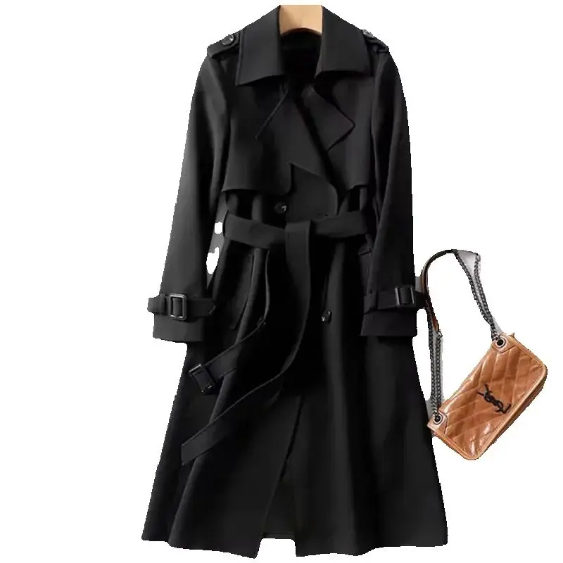 British style Women's Long Windbreaker 2025 Spring Autumn New Slim Temperament Double breasted Casual Trench Coat With belt
British style Women's Long Windbreaker 2025 Spring Autumn New Slim Temperament Double breasted Casual Trench Coat With belt
