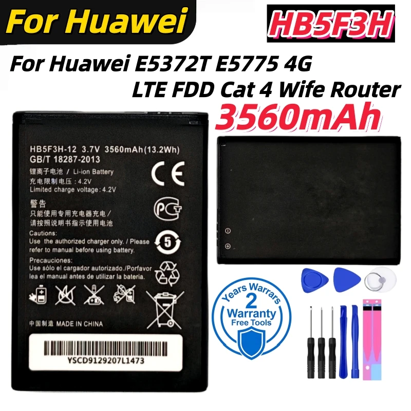 100% New lithium battery HB5F3H 3560mAh For Huawei E5372T E5775 4G LTE FDD Cat 4 Wife Router Replace external battery+Tools
100% New lithium battery HB5F3H 3560mAh For Huawei E5372T E5775 4G LTE FDD Cat 4 Wife Router Replace external battery+Tools