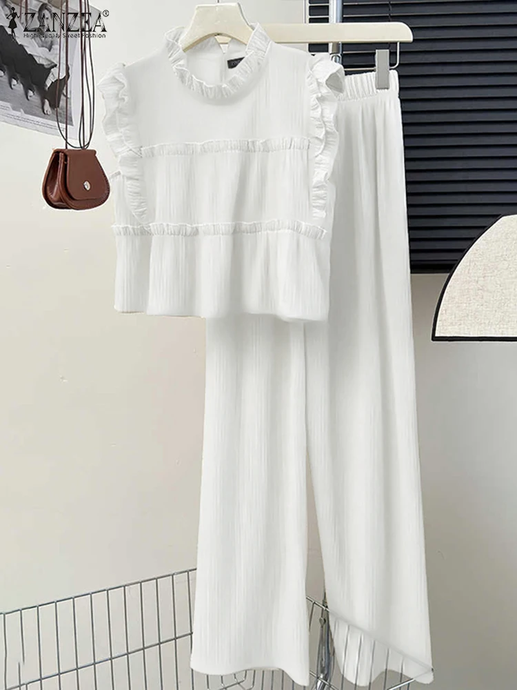 ZANZEA Fashion Ruffled Stitching Tank Outfits Women Summer Long Pant Sets Holiday Wide Leg Trouser Suit 2025 Matching Tracksuit
ZANZEA Fashion Ruffled Stitching Tank Outfits Women Summer Long Pant Sets Holiday Wide Leg Trouser Suit 2025 Matching Tracksuit