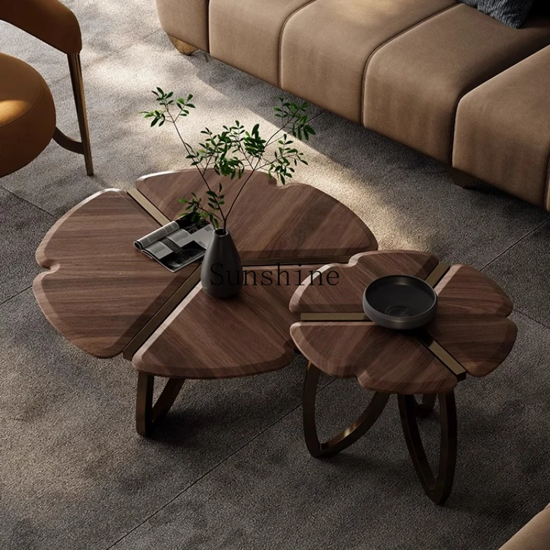 Italian minimalist luxury stone coffee table walnut color solid wood coffee table
Italian minimalist luxury stone coffee table walnut color solid wood coffee table