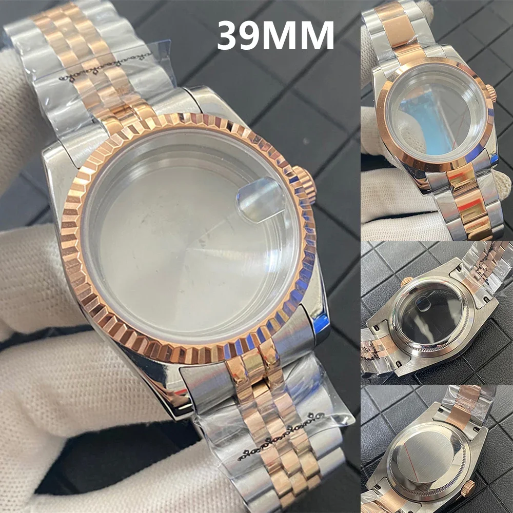 39mm Silver Rose Gold Stainless Steel Case Strap Set Sapphire Glass Watch Case Fits NH35 NH36 Movement Men Watch Assembly Parts
39mm Silver Rose Gold Stainless Steel Case Strap Set Sapphire Glass Watch Case Fits NH35 NH36 Movement Men Watch Assembly Parts