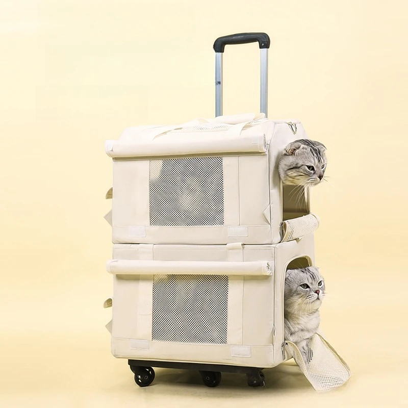 Double-Decker Pet Trolley Carrier Rolling Luggage Suitcase Breathable Cat Backpack Large Space for 2 Cats Small Dogs
Double-Decker Pet Trolley Carrier Rolling Luggage Suitcase Breathable Cat Backpack Large Space for 2 Cats Small Dogs