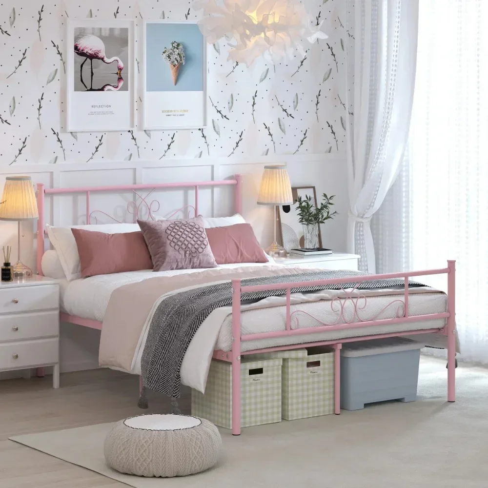 Bed Frame, Full Size Metal Bed Frame with Headboard Footboard for Girls Adults, Pink,bed Frames
Bed Frame, Full Size Metal Bed Frame with Headboard Footboard for Girls Adults, Pink,bed Frames