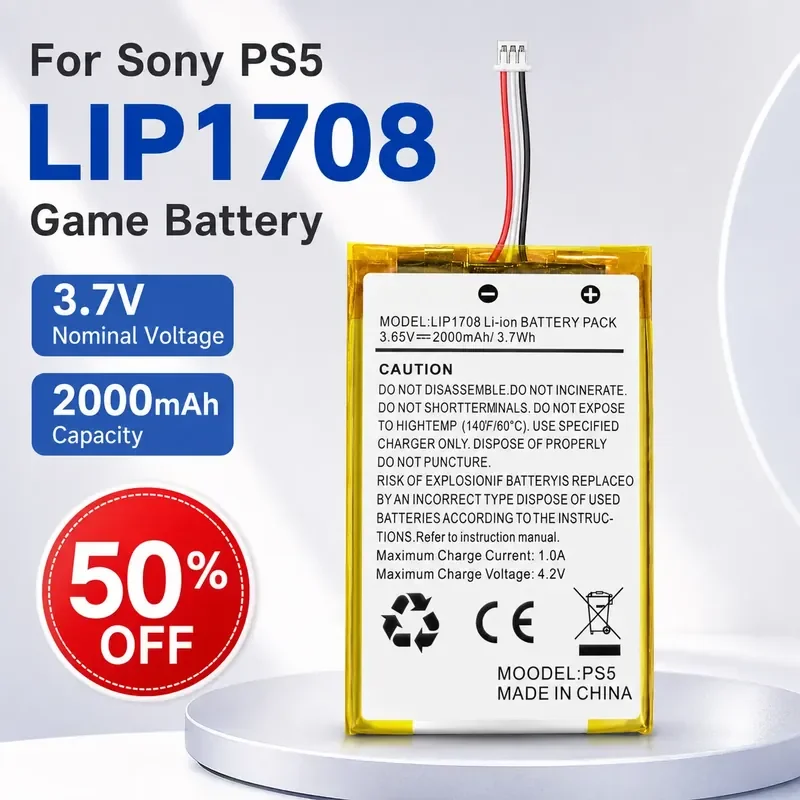 For Sony PS5 LIP1708 Gamepad Replacement Battery with 2000mAh Capacity
For Sony PS5 LIP1708 Gamepad Replacement Battery with 2000mAh Capacity