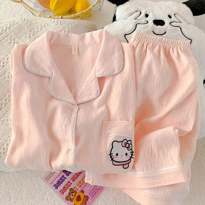 Sanrio Girls Short Sleeve 2Pcs Hello Kittys Girls New Style Shorts Summer Cardigan Cartoon Pajama Fashion Print Home Clothing
Sanrio Girls Short Sleeve 2Pcs Hello Kittys Girls New Style Shorts Summer Cardigan Cartoon Pajama Fashion Print Home Clothing