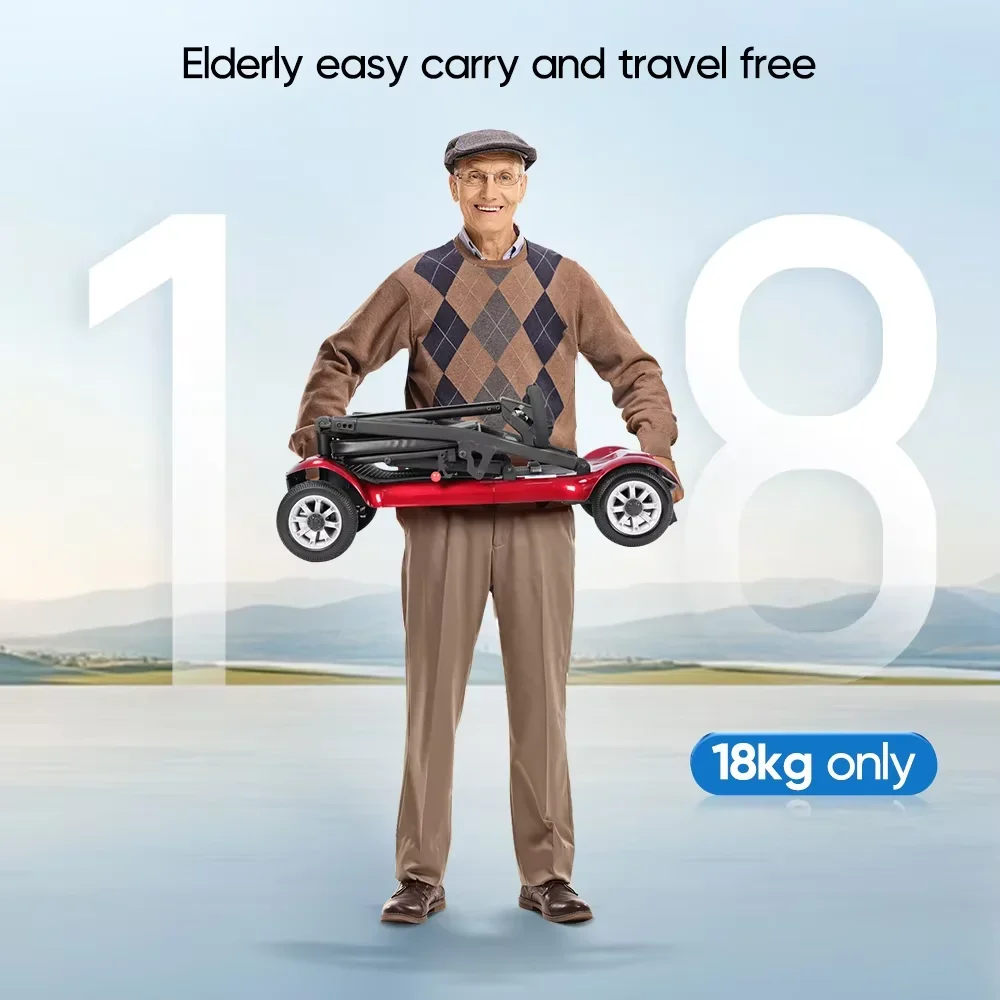 Compact foldable lightweight four-wheel motorized brushless ultra-light weight travel portable disabled electric scooter
Compact foldable lightweight four-wheel motorized brushless ultra-light weight travel portable disabled electric scooter