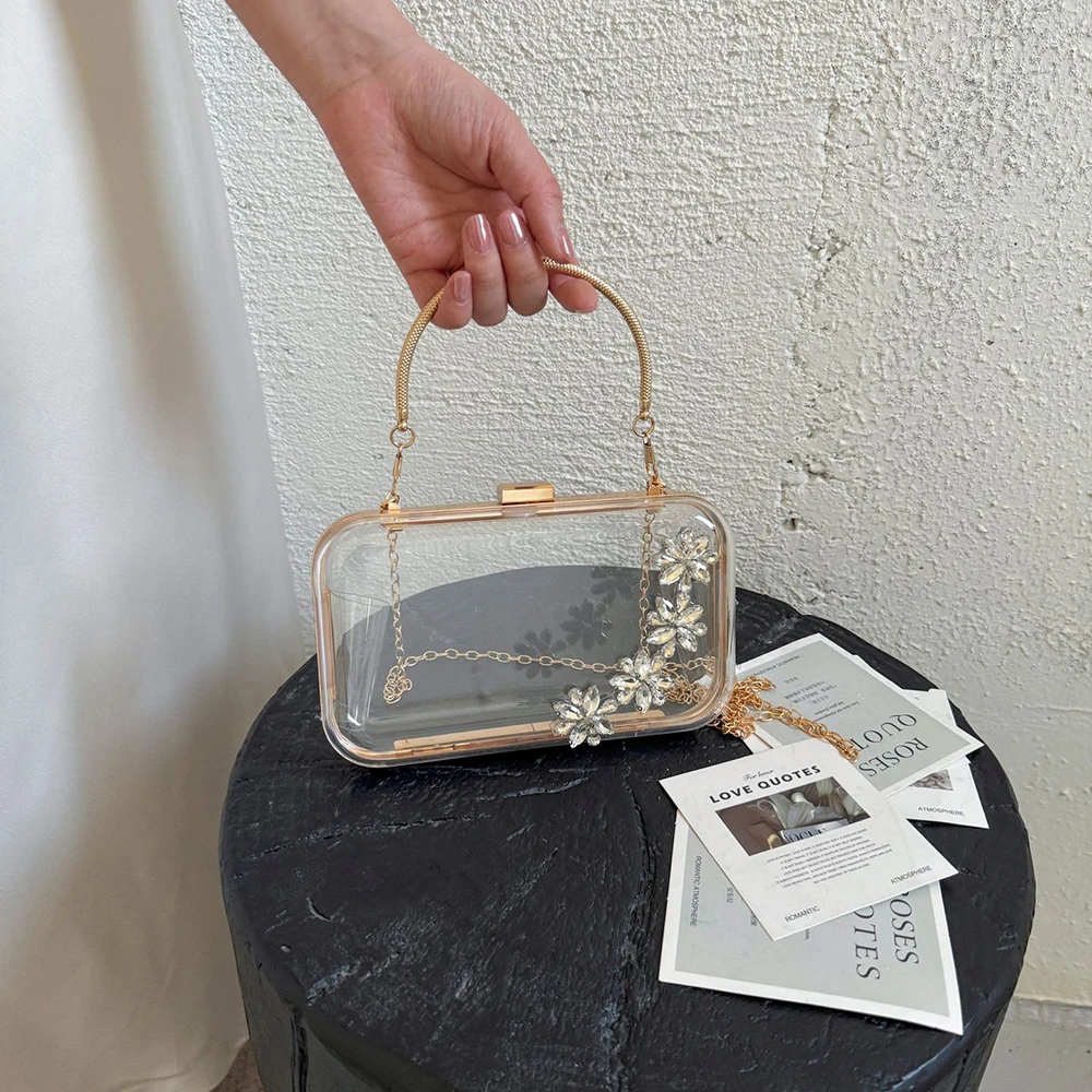 Transparent Acrylic Square Chain Crossbody Bag Temperament Diamonds Floral Delicate Messenger Shoulder Bags Banquet Party Bags
Transparent Acrylic Square Chain Crossbody Bag Temperament Diamonds Floral Delicate Messenger Shoulder Bags Banquet Party Bags