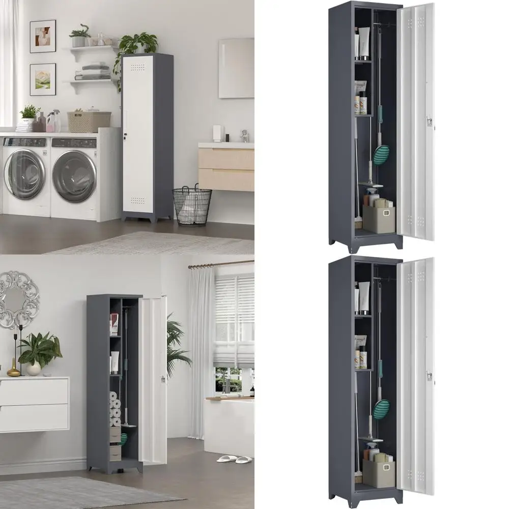 65 Tall Slim Storage Cabinet with Hooks for Bathroom, Utility, Office, and Garage
65 Tall Slim Storage Cabinet with Hooks for Bathroom, Utility, Office, and Garage
