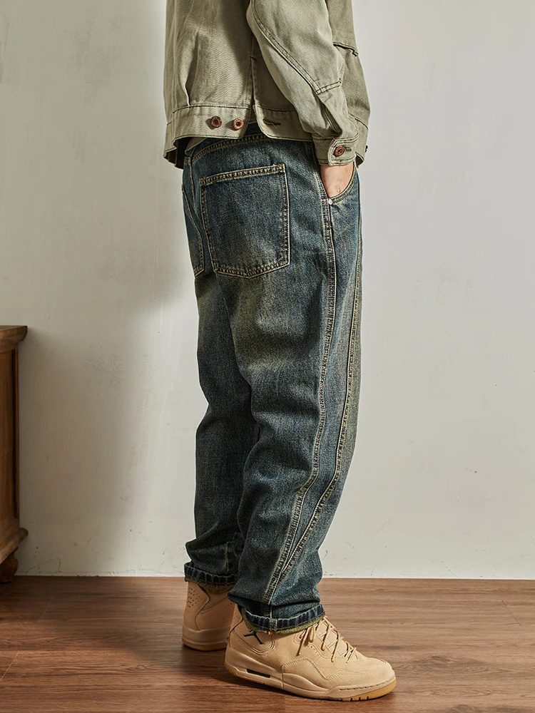 Мужские джинсы в стиле пэчворк с тяжелой талией, модные белые прямые брюки с прямыми штанинами свободного силуэта сбоку
Мужские джинсы в стиле пэчворк с тяжелой талией, модные белые прямые брюки с прямыми штанинами свободного силуэта сбоку