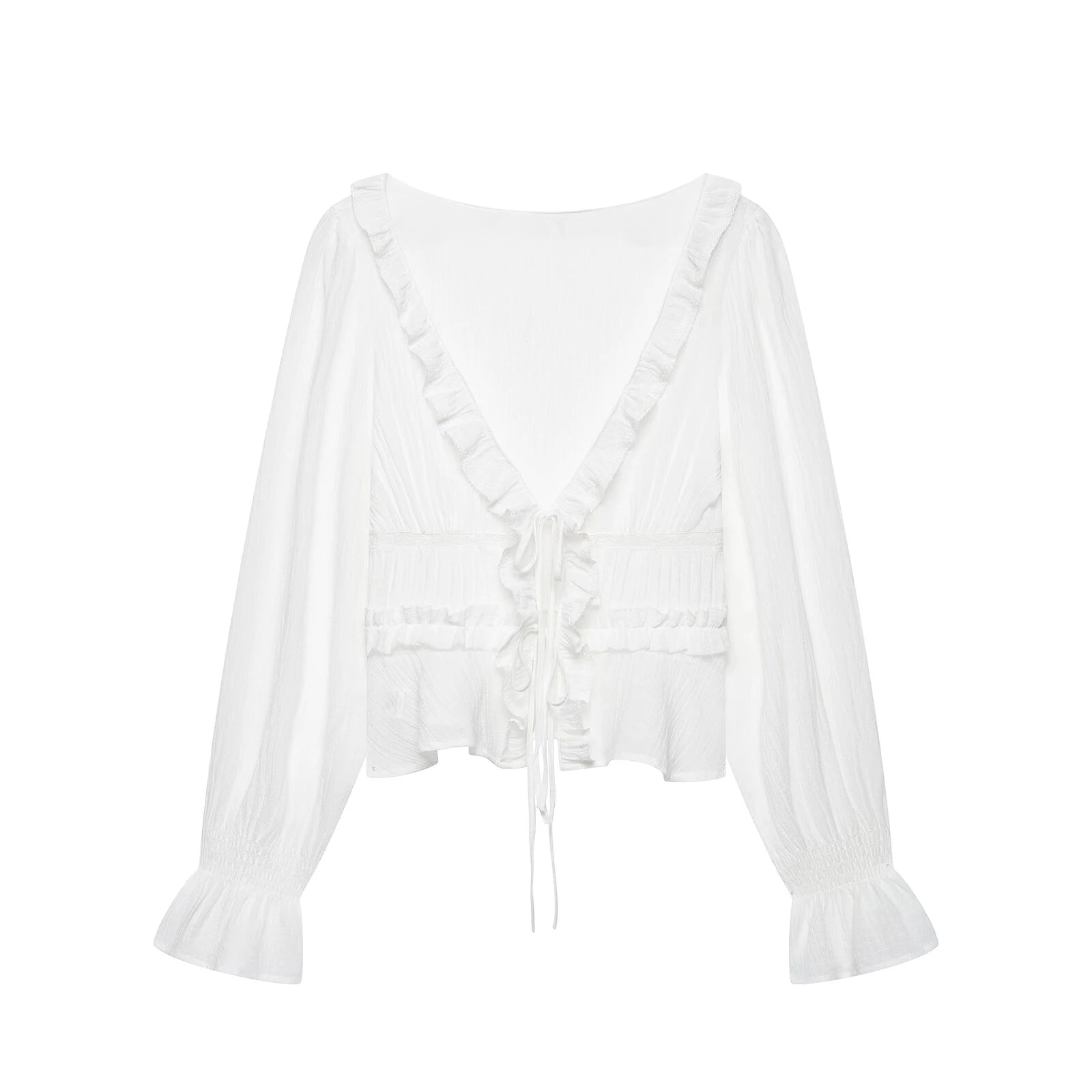 2026 Summer New Embroidered Stacked Decorative Shirt with White Long Sleeve and Wrinkled V-neck Casual Top
2026 Summer New Embroidered Stacked Decorative Shirt with White Long Sleeve and Wrinkled V-neck Casual Top