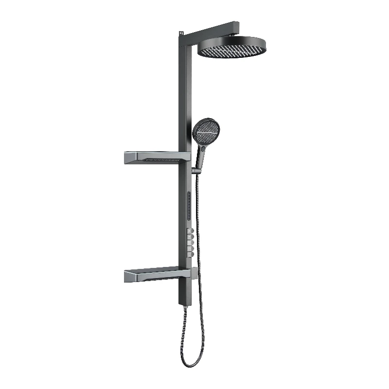 Brushed wall-mounted smart LED gun gray apartment shower set multi-functional brass column rain shower head gentle massage
Brushed wall-mounted smart LED gun gray apartment shower set multi-functional brass column rain shower head gentle massage