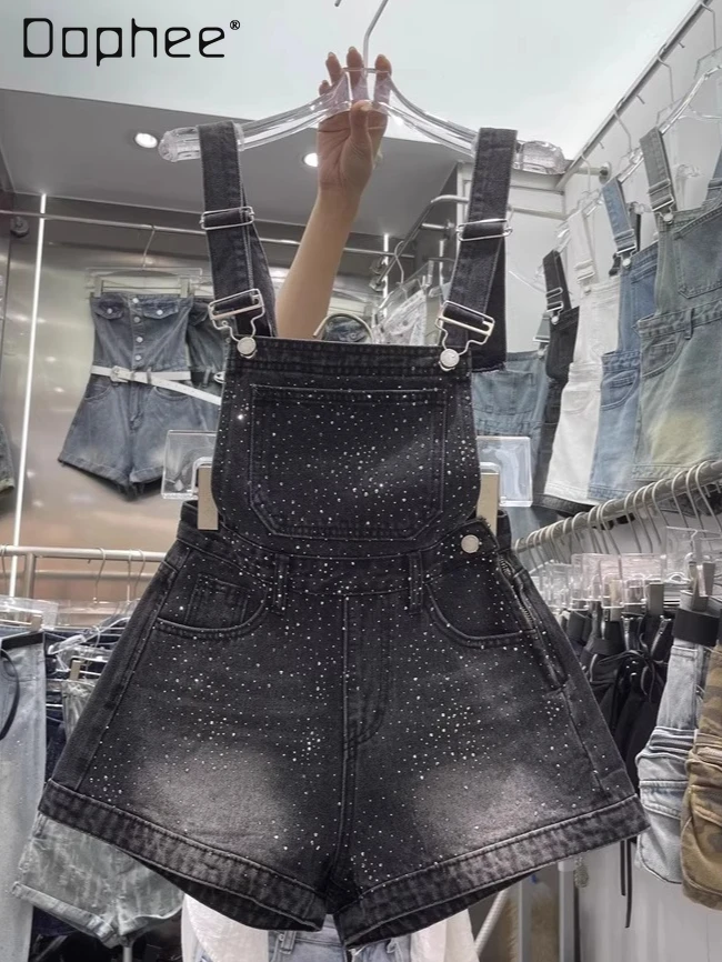 Full Bead Rhinestone Denim Strap Pants Summer New Fashion High Waist Slim Shorts Women Versatile Spice Girl Wide-leg Pants
Full Bead Rhinestone Denim Strap Pants Summer New Fashion High Waist Slim Shorts Women Versatile Spice Girl Wide-leg Pants