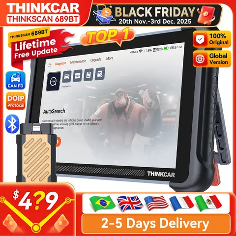 THINKCAR THINKSCAN 689BT OBD2-Diagnosetool, lebenslanges kostenloses Update, DOIP, CANFD, bidirektionale ECU-Codierung, aktiver Test, 34 Resets, automatischer Scanner