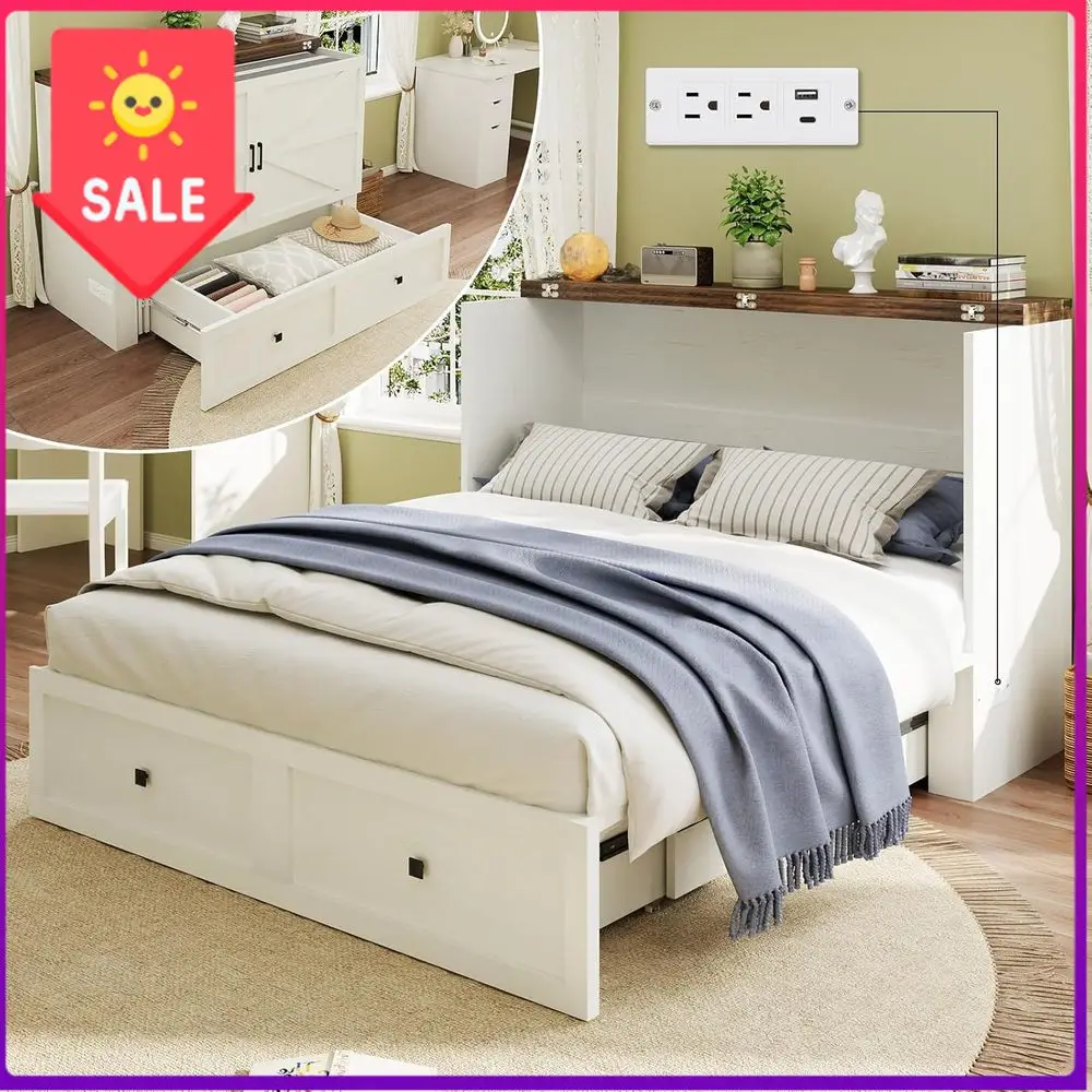 Бестселлер: Белая раскладная кровать-платформа со встроенной зарядной станцией и вместительным хранилищем для домашнего офиса или небольших помещений
Бестселлер: Белая раскладная кровать-платформа со встроенной зарядной станцией и вместительным хранилищем для домашнего офиса или небольших помещений