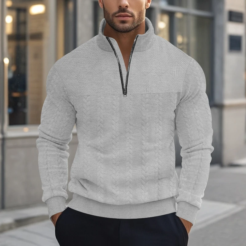 Autumn and winter new American stand-up collar men's zipper knit sweater jacquard loose half zipper men's long-sleeved hoodie
Autumn and winter new American stand-up collar men's zipper knit sweater jacquard loose half zipper men's long-sleeved hoodie