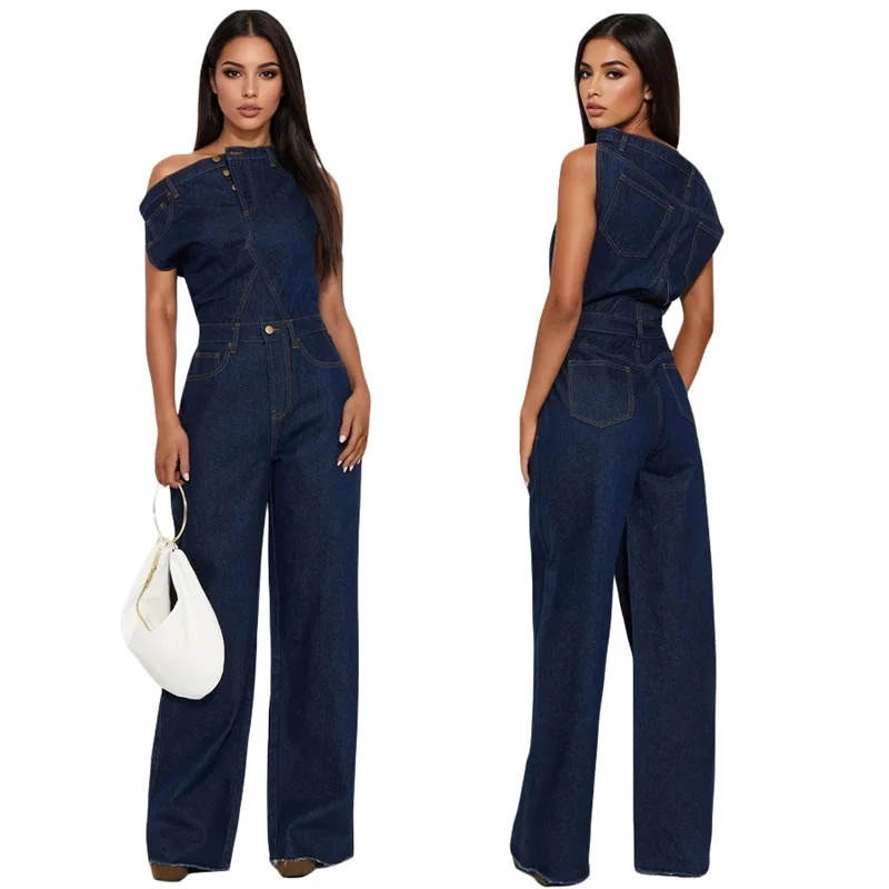 Denim Blue Women Jumpsuit Sexy Off Shoulder Sleeveless Spring Long Party Pants Sheath Formal Wedding Birthday Trousers
Denim Blue Women Jumpsuit Sexy Off Shoulder Sleeveless Spring Long Party Pants Sheath Formal Wedding Birthday Trousers