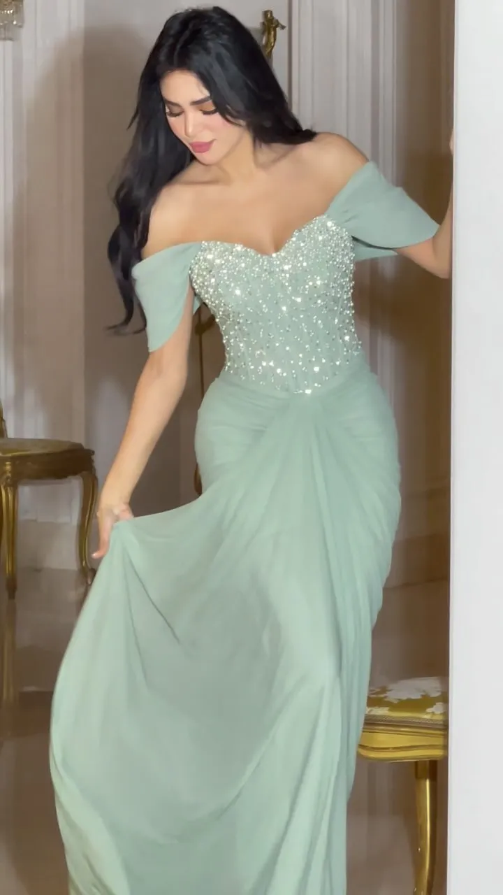 Sage Green Chiffon Mermaid Prom Dresses Long for Arabic 2025 Off Shoulder Corset Sparkly Sequin Beading Evening Gowns Customized
Sage Green Chiffon Mermaid Prom Dresses Long for Arabic 2025 Off Shoulder Corset Sparkly Sequin Beading Evening Gowns Customized