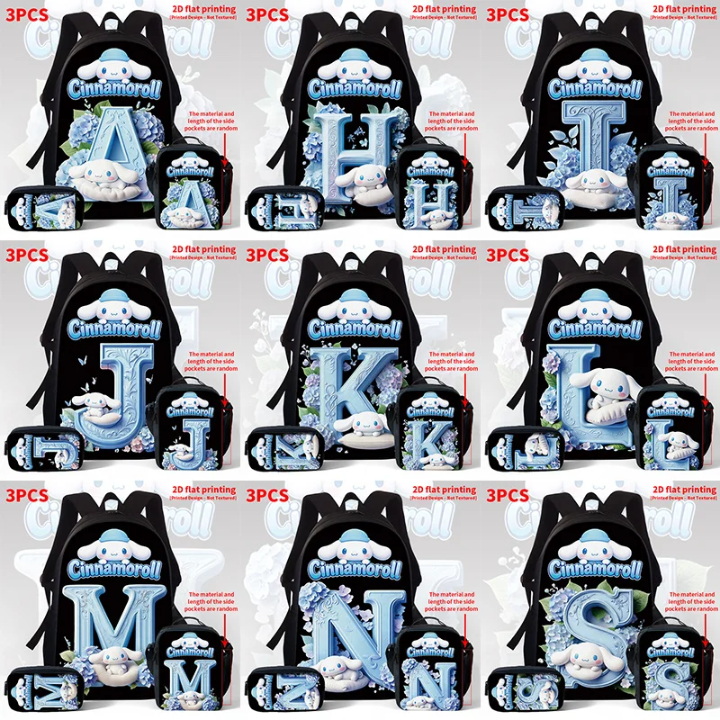 3pcs Cinnamoroll Letter-Patterned Casual Backpack Set for Women, Includes Backpack, Shoulder Bag, and Storage Bag, Multicolor
3pcs Cinnamoroll Letter-Patterned Casual Backpack Set for Women, Includes Backpack, Shoulder Bag, and Storage Bag, Multicolor