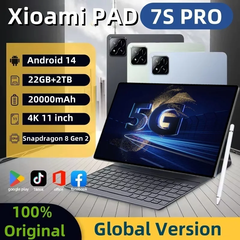 Global Version Original Pad 7S Pro Tablet 22GB+2TB 20000mAh 11Inch HD 4K Snapdragon 8Gen2 Android 14 5G Dual SlM WiFi WPS Tablet
Global Version Original Pad 7S Pro Tablet 22GB+2TB 20000mAh 11Inch HD 4K Snapdragon 8Gen2 Android 14 5G Dual SlM WiFi WPS Tablet