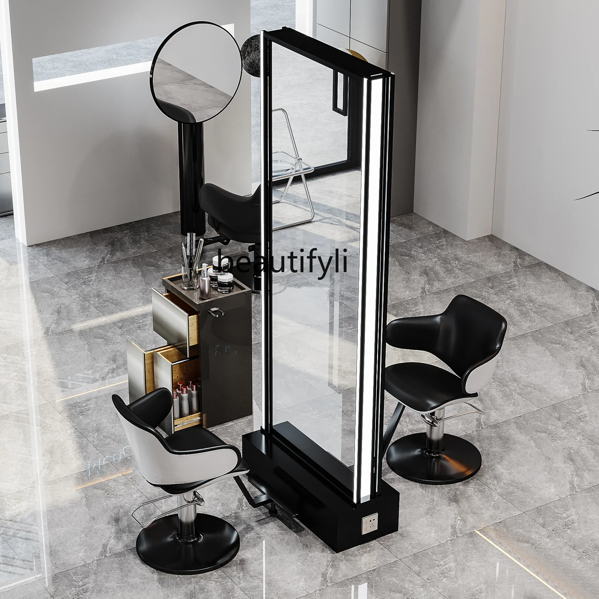 Hair Salon with Light Single Double-Sided Barber Shop Hair for Hair Salon Floor Mirror
Hair Salon with Light Single Double-Sided Barber Shop Hair for Hair Salon Floor Mirror