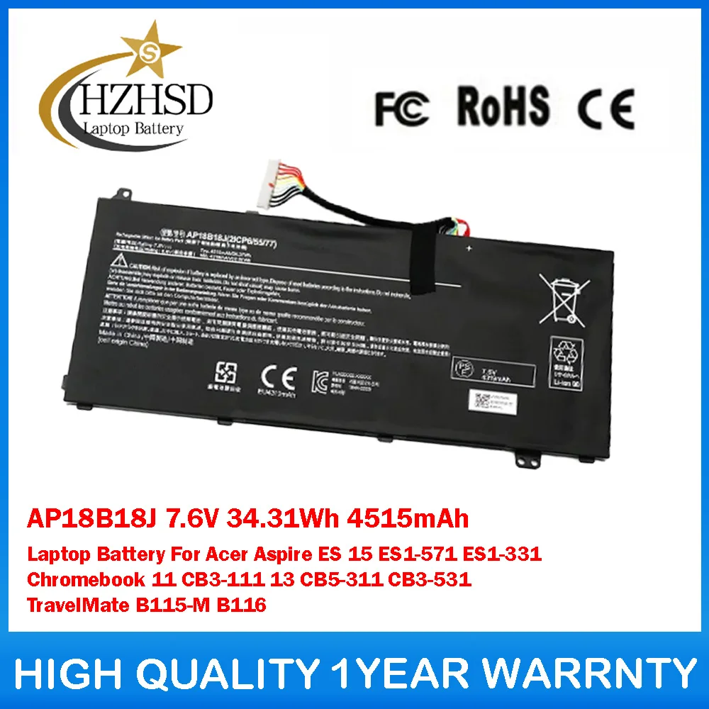 AC14B18J 7.6V 34.31Wh 4515mAh Laptop Battery For Acer Aspire 3 A314-32 3 A314-32-C1K9 A314-32-33 21CP6/55/77 ES 15 ES1-571
AC14B18J 7.6V 34.31Wh 4515mAh Laptop Battery For Acer Aspire 3 A314-32 3 A314-32-C1K9 A314-32-33 21CP6/55/77 ES 15 ES1-571