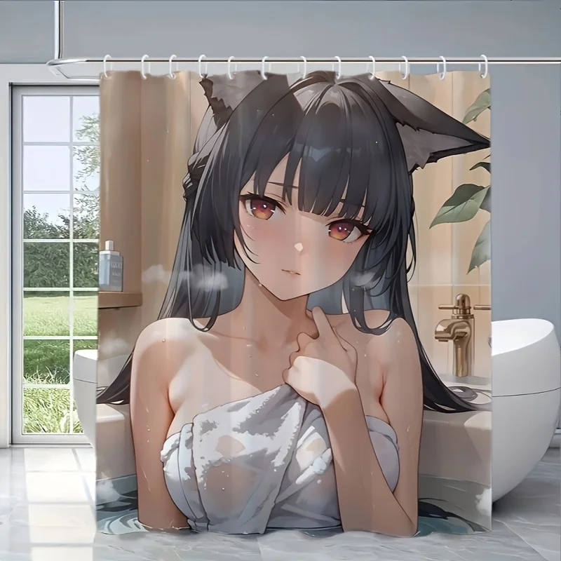 Anime Girl Shower Curtain Cat Ears Black Hair Anime Art Waterproof Bath Curtain Japanese Animation Decor
Anime Girl Shower Curtain Cat Ears Black Hair Anime Art Waterproof Bath Curtain Japanese Animation Decor