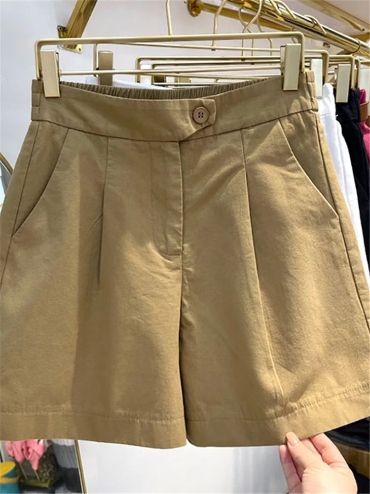 Khaki Thin Straight Casual Shorts Women Summer Slimming Wide Leg Loose Fit Five-Quarter Pants High Waist Korean Style Commute
Khaki Thin Straight Casual Shorts Women Summer Slimming Wide Leg Loose Fit Five-Quarter Pants High Waist Korean Style Commute
