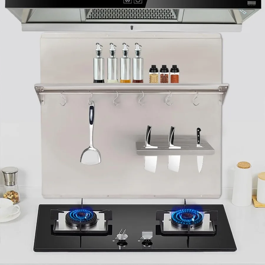 Backsplash For Stove 29.5x29.5In Range Hood Wall Shield Stainless Steel Silver Splash Plate with Built-in Storage Shelf and Han
Backsplash For Stove 29.5x29.5In Range Hood Wall Shield Stainless Steel Silver Splash Plate with Built-in Storage Shelf and Han