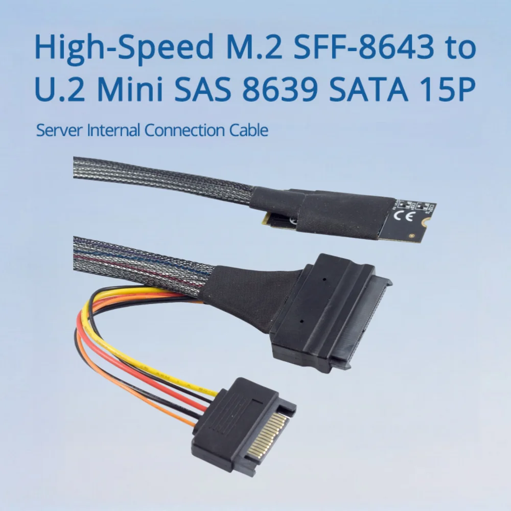 High-Speed M.2 SFF-8643 to U.2 Mini SAS 8639 SATA 15P Server Internal Connection Cable 0.5M 0.8M 1M Length Options
High-Speed M.2 SFF-8643 to U.2 Mini SAS 8639 SATA 15P Server Internal Connection Cable 0.5M 0.8M 1M Length Options