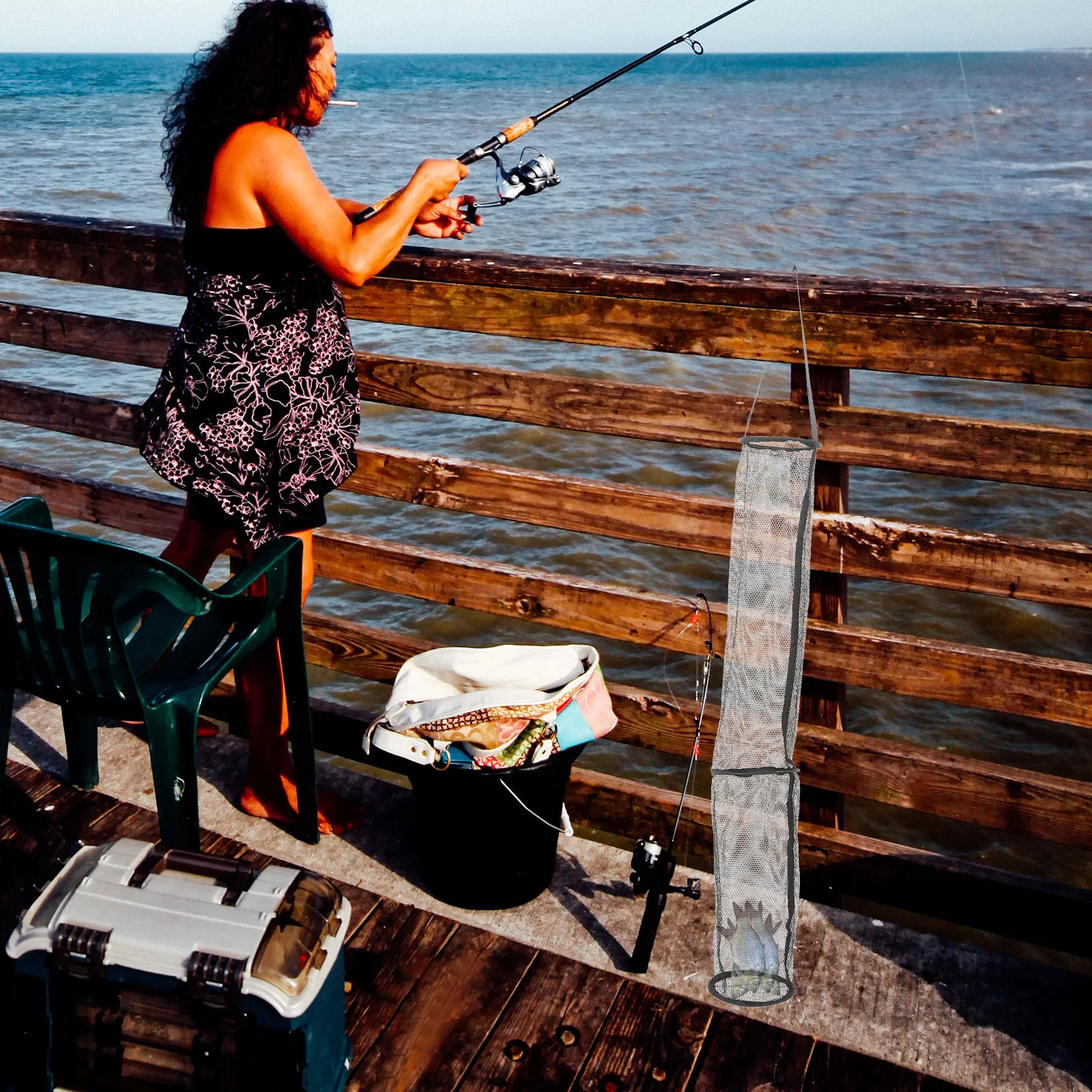 Folding Fishing Net with Built-in Bait Bucket and Fish Storage Cage Waterproof Nylon Mesh Landing Net for Fishing Gear
Folding Fishing Net with Built-in Bait Bucket and Fish Storage Cage Waterproof Nylon Mesh Landing Net for Fishing Gear