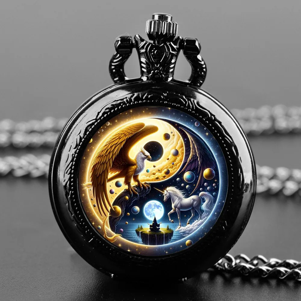 Creative Eagle Horse Uniconr Quartz Pocket Watch Women Men Necklace Unique Pendant Round Dial Clock Watch Gift Accessories
Creative Eagle Horse Uniconr Quartz Pocket Watch Women Men Necklace Unique Pendant Round Dial Clock Watch Gift Accessories