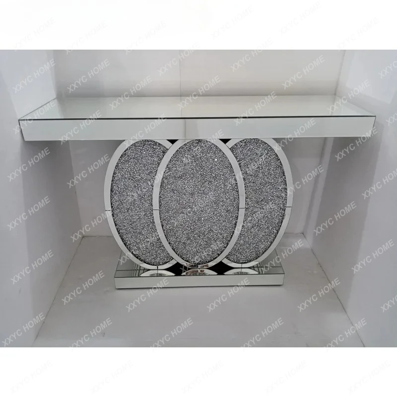 LX modern simple ring buckle silver mirror rhinestone glass console table
LX modern simple ring buckle silver mirror rhinestone glass console table