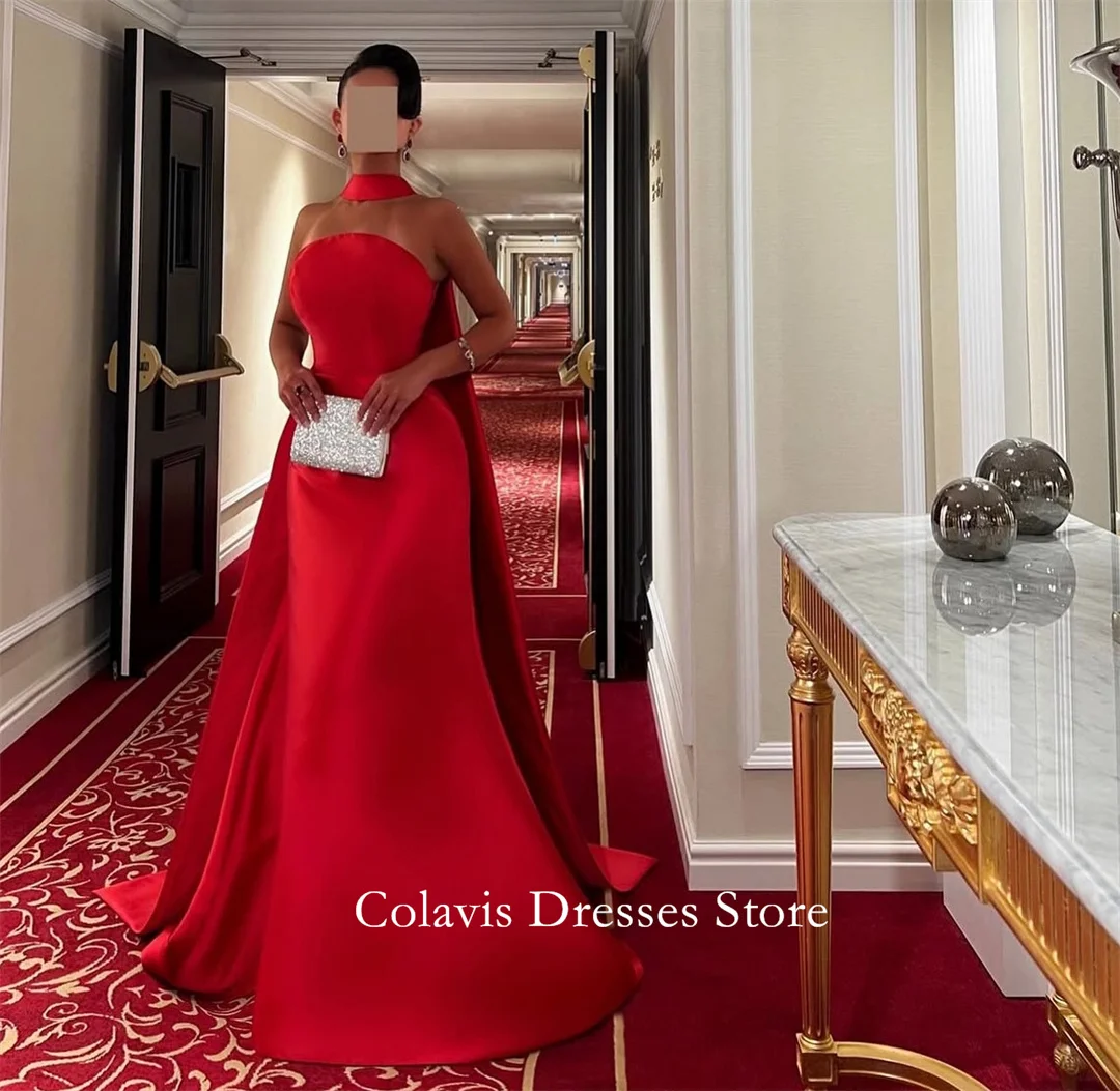 2025 Red Strapless Customized Satin Mermaid Prom Dresses Evening Dress with Long Cape Women Evening Gowns Formal Party Dress
2025 Red Strapless Customized Satin Mermaid Prom Dresses Evening Dress with Long Cape Women Evening Gowns Formal Party Dress