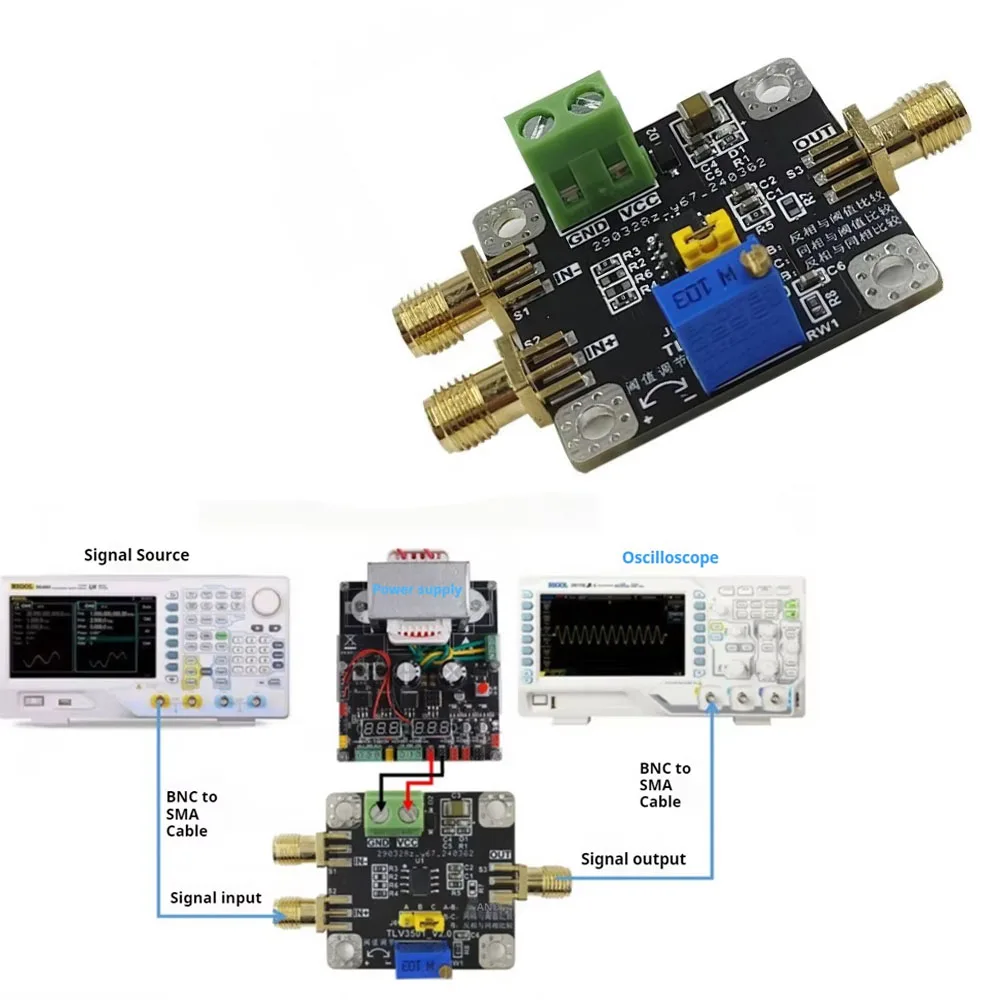 TLV3501 High Speed Voltage Comparator Module for Frequency Measurement 4.5ns Delay Rail-to-Rail Output Non-Inverting/Inverting
TLV3501 High Speed Voltage Comparator Module for Frequency Measurement 4.5ns Delay Rail-to-Rail Output Non-Inverting/Inverting