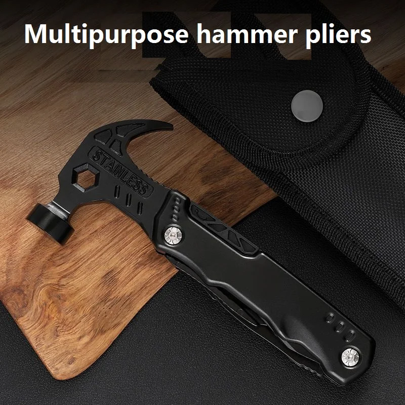 Multi-purpose hammer pliers camping mountaineering portable folding knife multi-function pliers hammer
Multi-purpose hammer pliers camping mountaineering portable folding knife multi-function pliers hammer