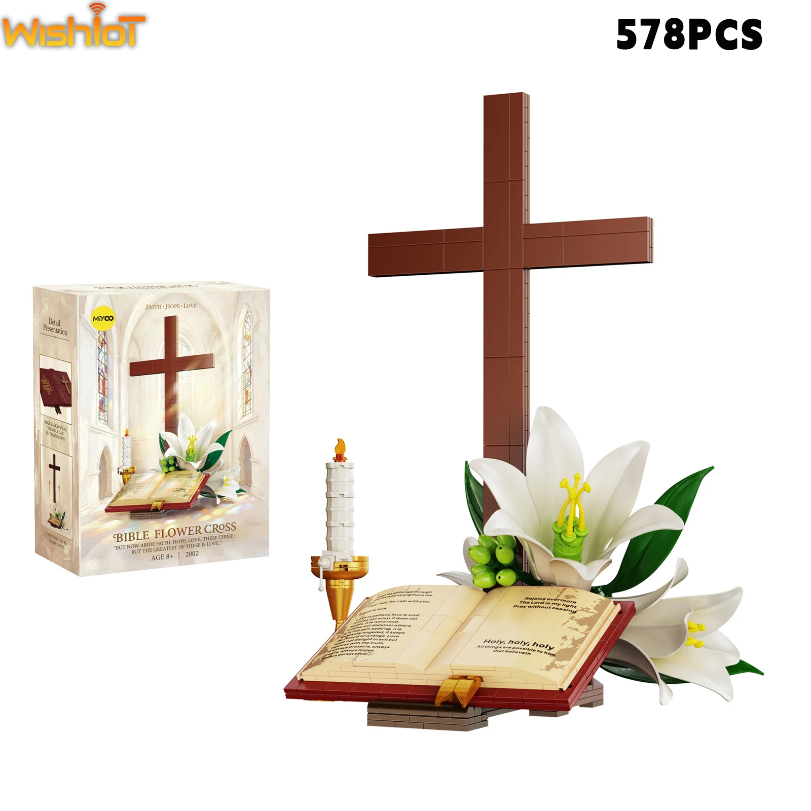 MY2002 Holy Book Flowers Cross 578PCS Building Blocks Set Simulation Lily Candle Home Church Ornamnets MOC Assembly Model Gifts
MY2002 Holy Book Flowers Cross 578PCS Building Blocks Set Simulation Lily Candle Home Church Ornamnets MOC Assembly Model Gifts