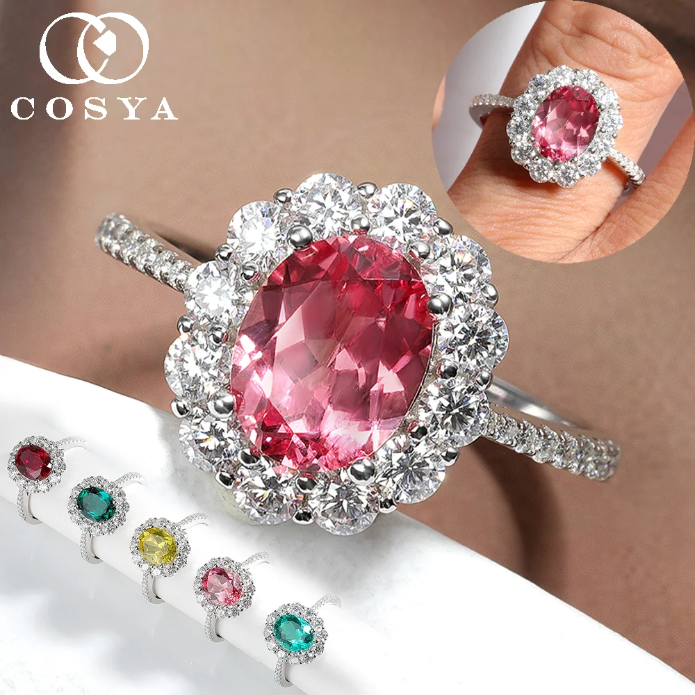 COSYA 2CT 7*9mm Oval Cut Lab Grown Padparadscha Halo Ring For Women S925 Silver Moissanite Wedding Band Party Fine Jewelry Gift
COSYA 2CT 7*9mm Oval Cut Lab Grown Padparadscha Halo Ring For Women S925 Silver Moissanite Wedding Band Party Fine Jewelry Gift