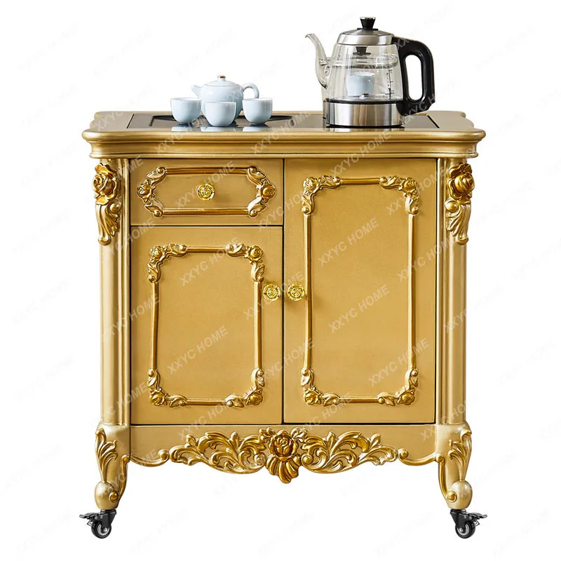 Champagne gold table villa movable table for home balcony square storage solid wood tea table
Champagne gold table villa movable table for home balcony square storage solid wood tea table